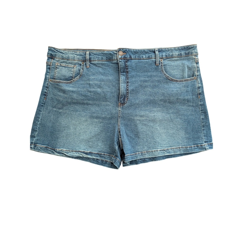 Terra & Sky Womens Plus Size 26W Denim Shorts Medium Wash Blue Stretch High Rise